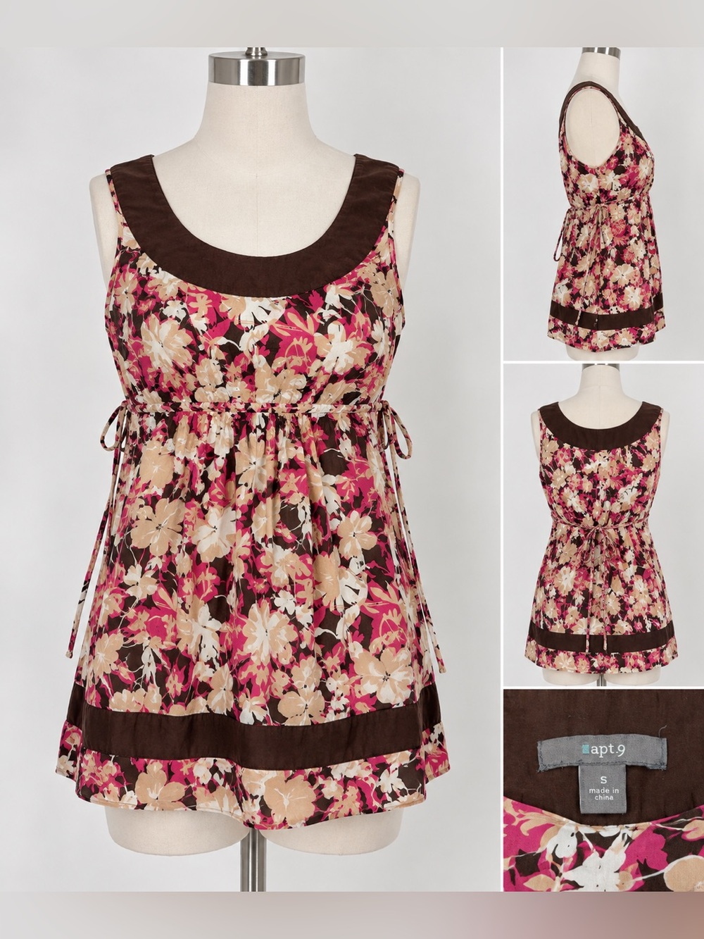 Y2K Early 2000s Apt. 9 Floral Tie-Back Blouse — Size S